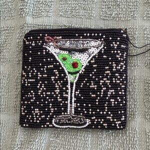 BAMBOO Black Sequin Martini Beaded Wallet